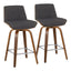 Corazza - Mid Century Modern Fixed Height Counter Stool With Swivel And Square Footrest (Set of 2)