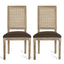 French Country Dining Chair With Rectangular Cane Backrest And Smooth Upholstered Seating