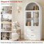 Arched Top Storage Cabinet With Fixed 2 Tier Shelves, 2 Large Drawers