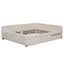 Queen Size Upholstered Platform Bed With USB And Twin Trundle - Beige
