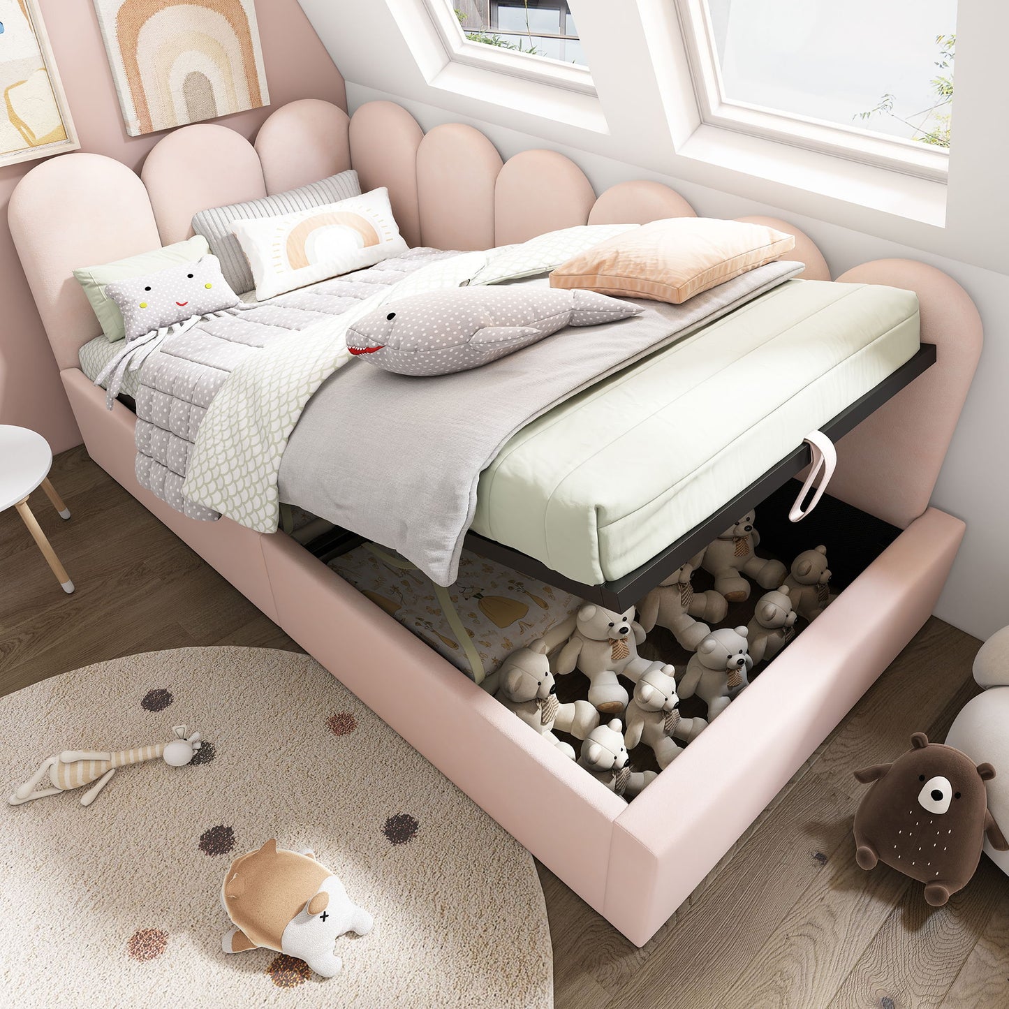 Upholstered Daybed With Metal Slatted Base