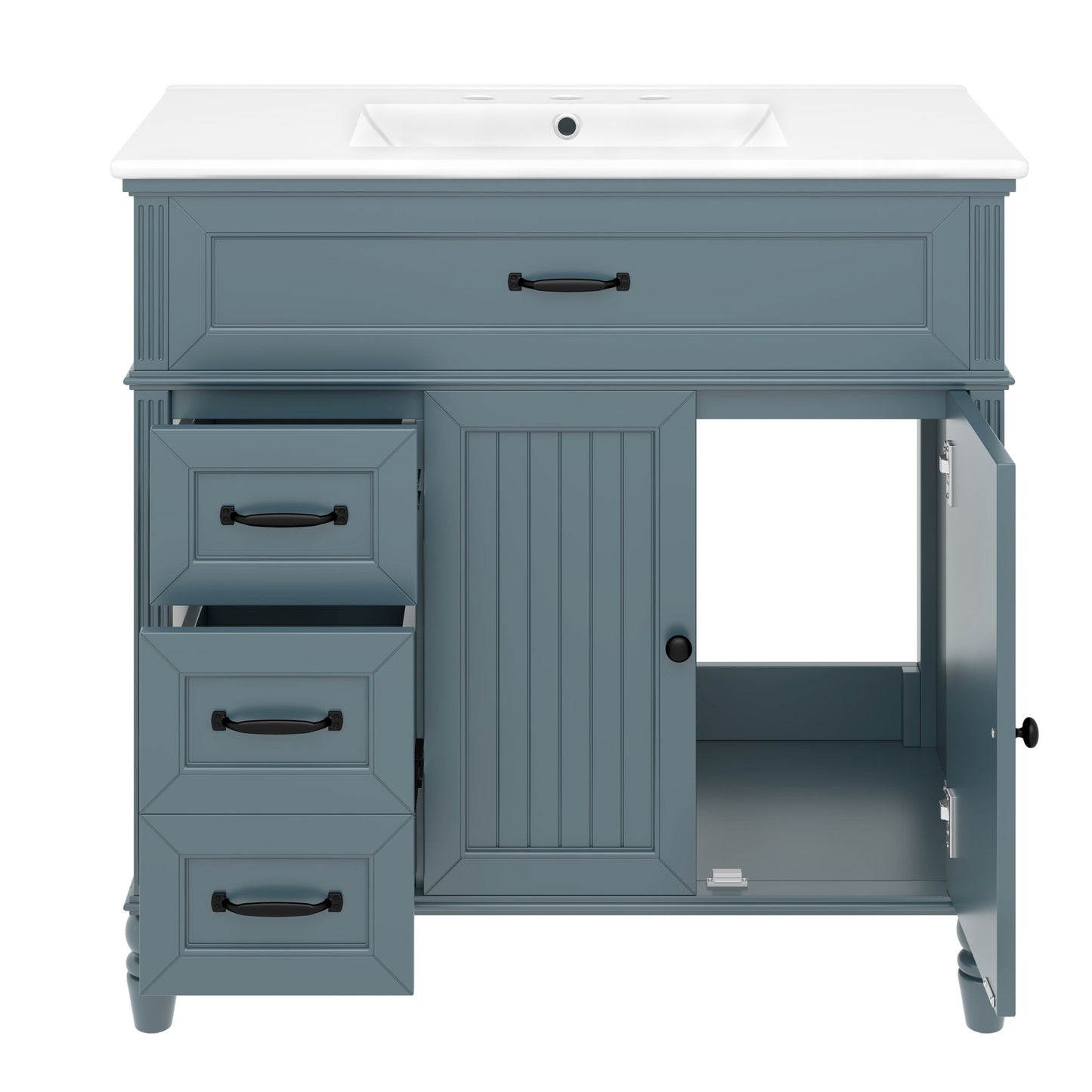 Bathroom Vanity With Sink, 2 Doors 2 Drawers, Freestanding Design