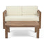 2 Piece Patio Set With Open-Back Loveseat And Coffee Table - Beige / Brown