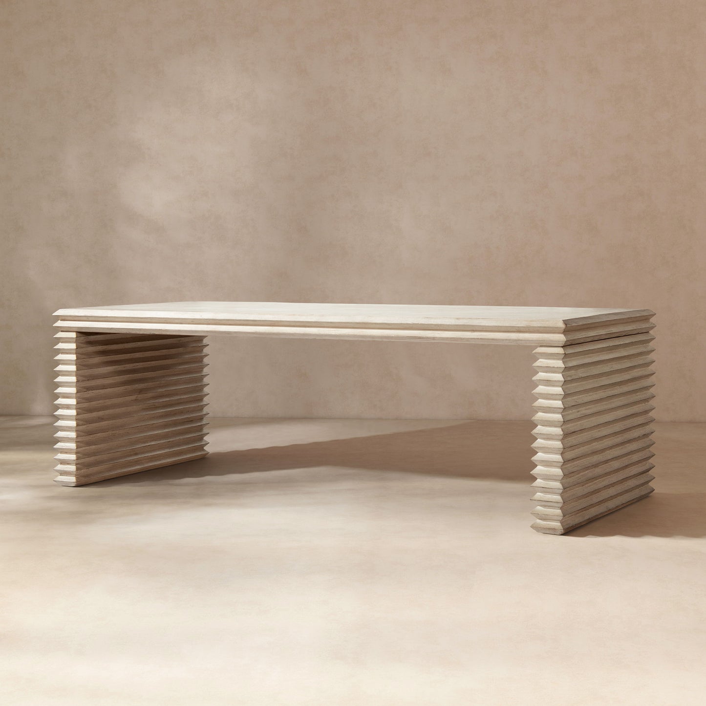 Veda - Geometric Waterfall Dining Table - White