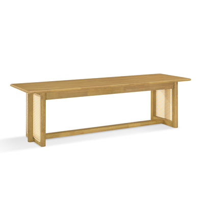 Dining Bench With Rattan Weave