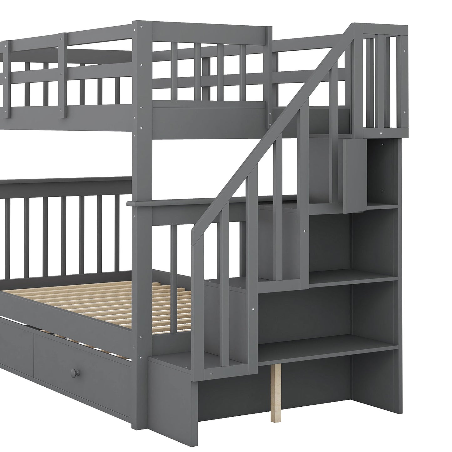 Stairway Bunk Bed & Storage And Guard Rail For Bedroom