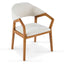 Indoor Upholstered Dining Armchair (Set of 2) - Beige / Teak