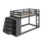 Gaston - Bunk Bed Twin Over Twin With 4 Drawers & 3 Compartments - Gray