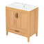 Elegant Fluted Bathroom Vanity With Sink, Soft Close Doors & Drawer