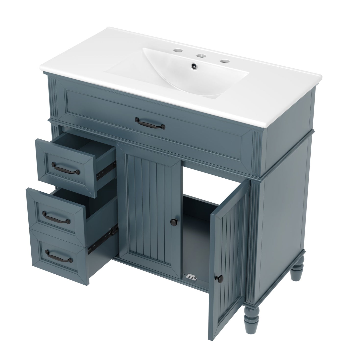 Bathroom Vanity With Sink, Freestanding Cabinet & Drawers