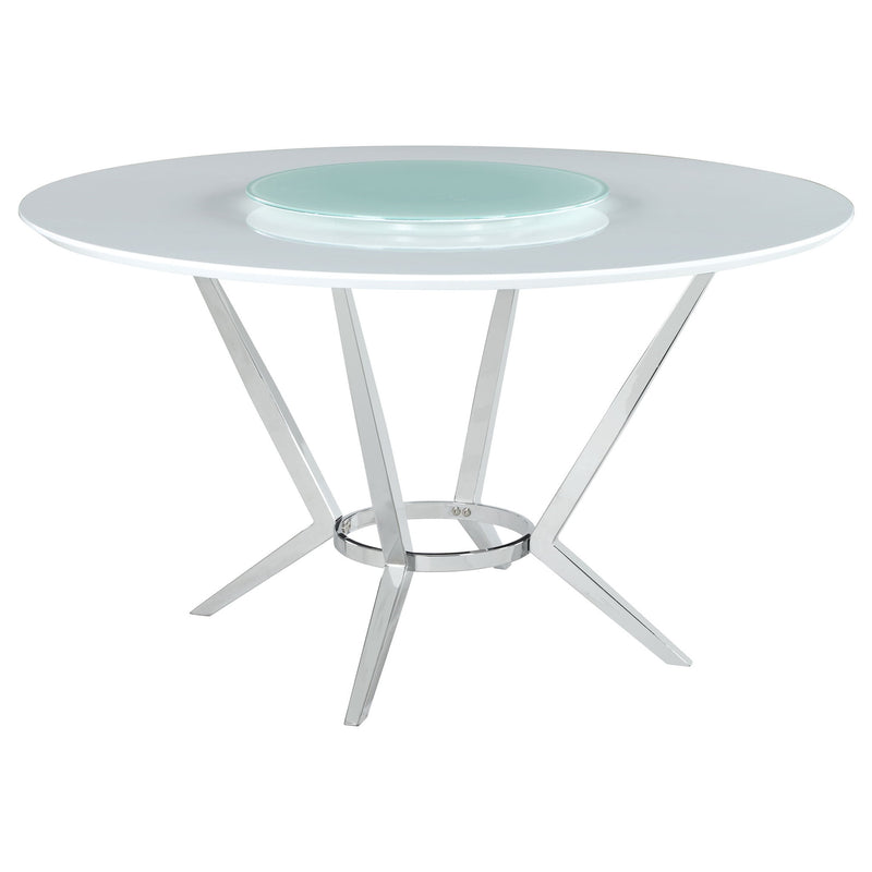Anchor - Juego de comedor redondo de 5 piezas con sillas giratorias - Blanco brillante