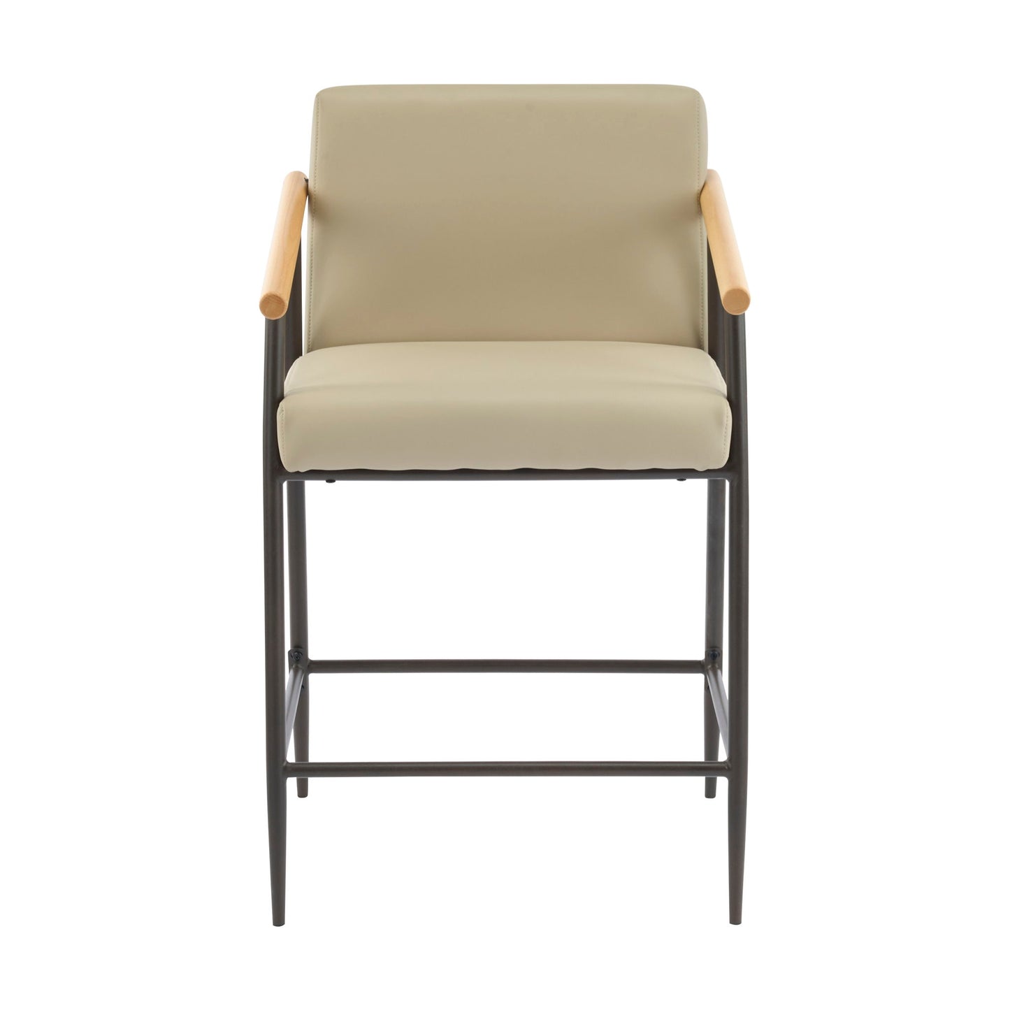 Counter Stool Set With Espresso Metal Frame - Khaki