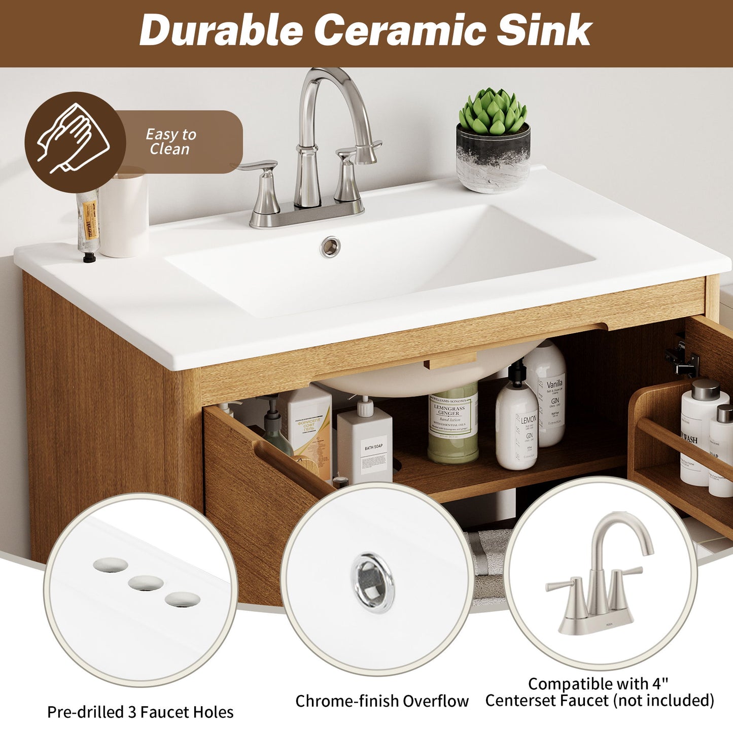 Softened Modern Bathroom Vanity With Sink
