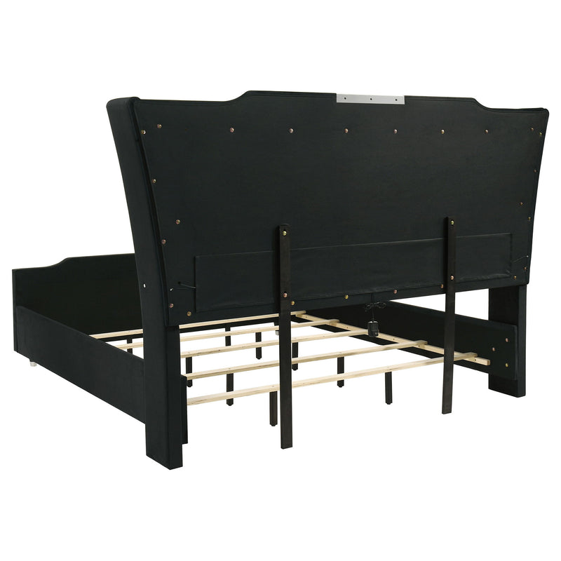 Mika - LED Upholstered Bed With Tufted Wingback Headboard And Ambient Lighting