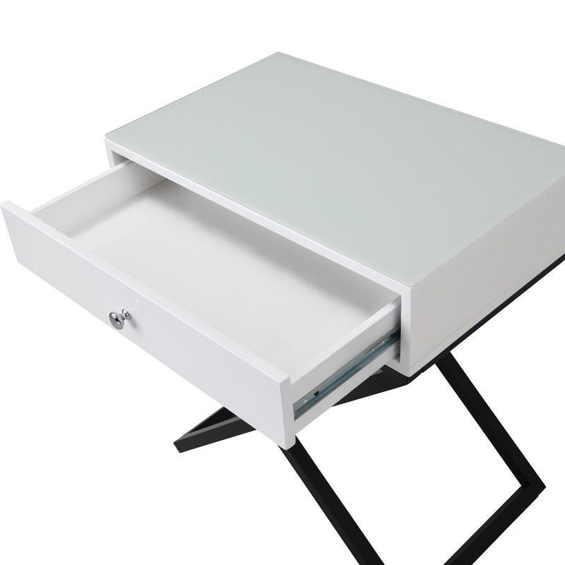 Koda - End Side Table Nightstand, Drawer And Cross Base
