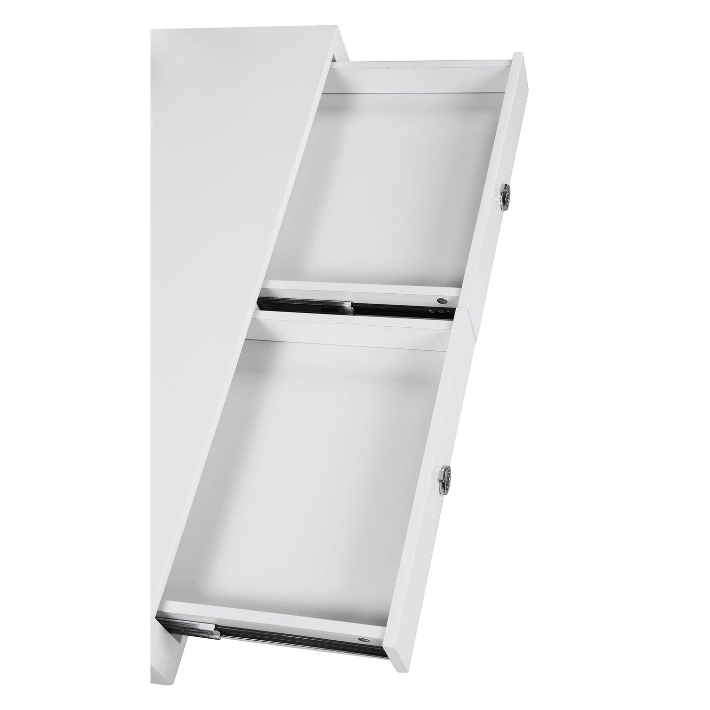 Serrano - 2 Drawer Writing Desk With Polished And Tempered Glass Hutch - Glossy White