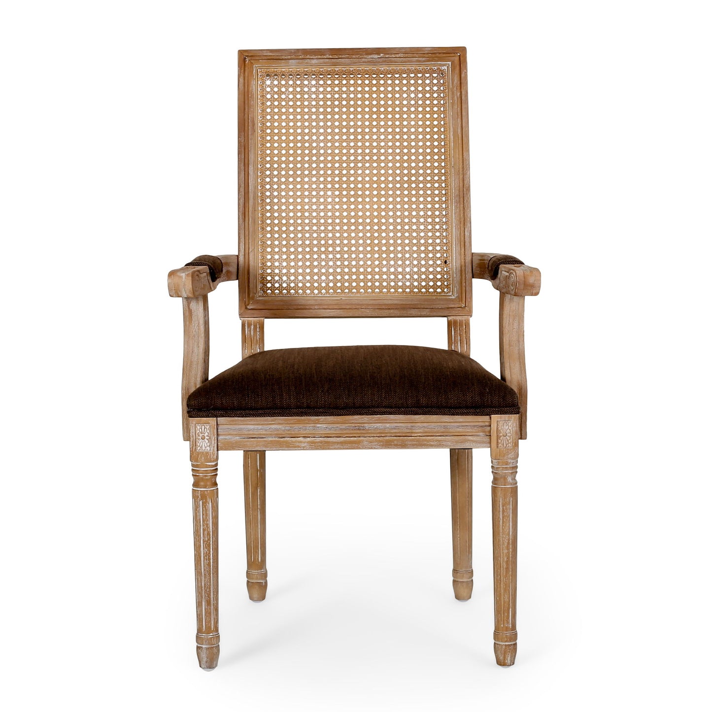 Upholstered Dining Chair With Cane Backrest