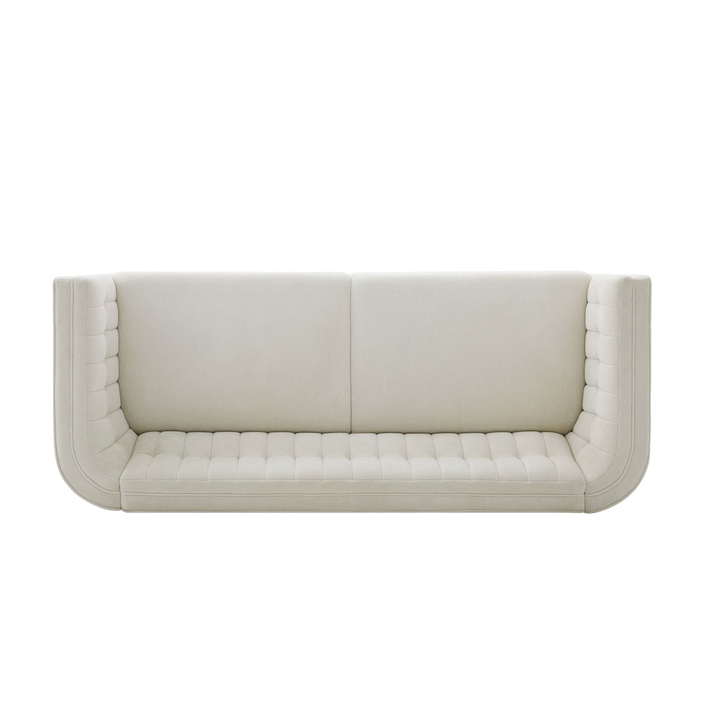 Modern 3 Seater Sofa, Upholstered Couch With Curved Armrests