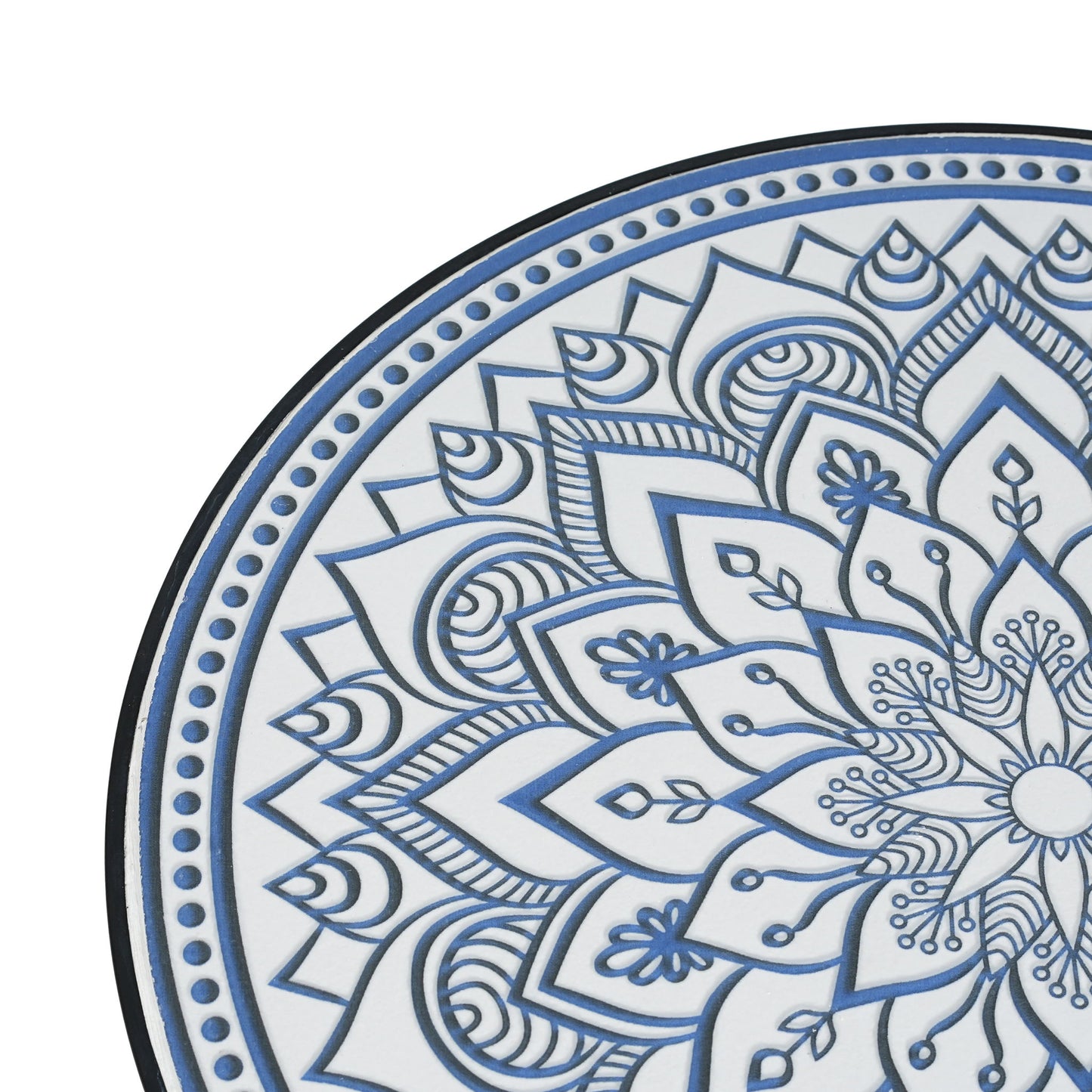 Outdoor Round Side Table With Mosaic Style Top And Curved Iron Legs