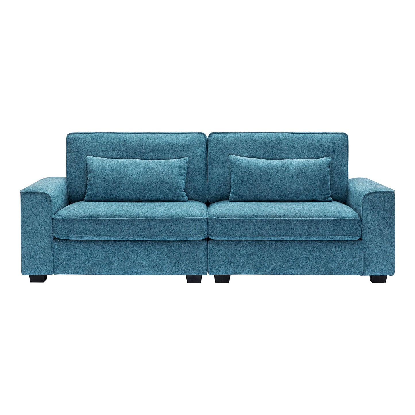 Modern Fabric Sofa With Cushions, Sleek Arm Design