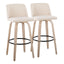 Toriano - Mid-Century Modern Fixed Height BarStool With Round Footrest (Set of 2)