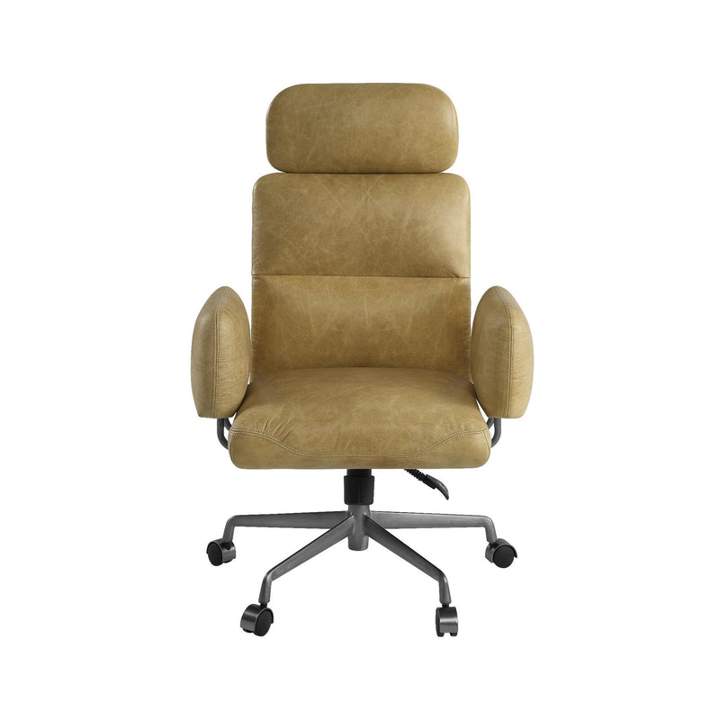 Davu Vintage Top Grain Leather & Iron Swivel Office Chair