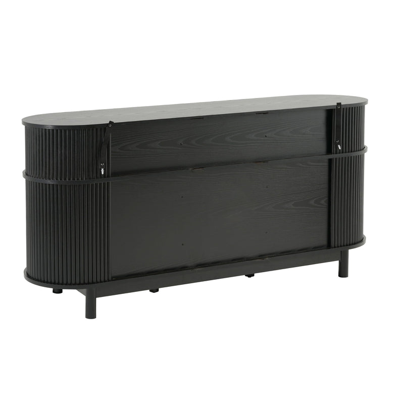 Fluted Sideboard Buffet Cabinet With Sliding Doors And Adjustable Shelves