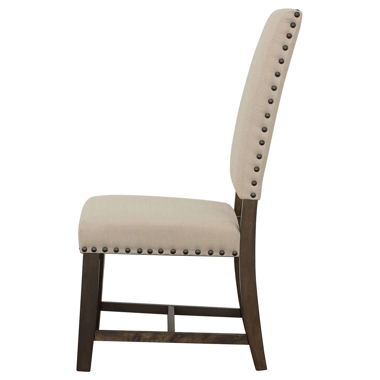 Upholstered Side Chair With Nailhead Accents (Set of 2) - Beige