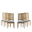 French Country Dining Chair With Rectangular Cane Backrest And Smooth Upholstered Seating