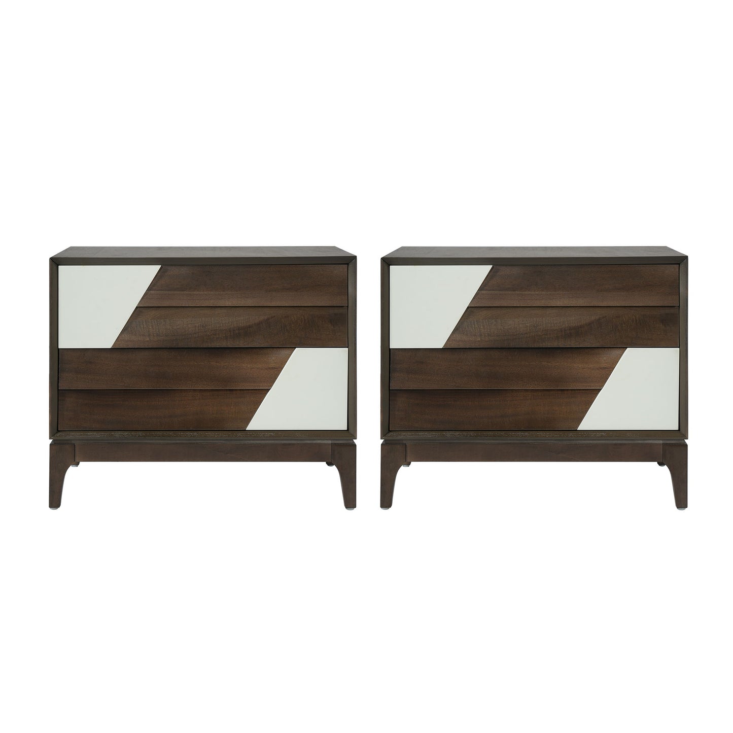 Japandi 2 Drawer Nightstand With Geometric Design