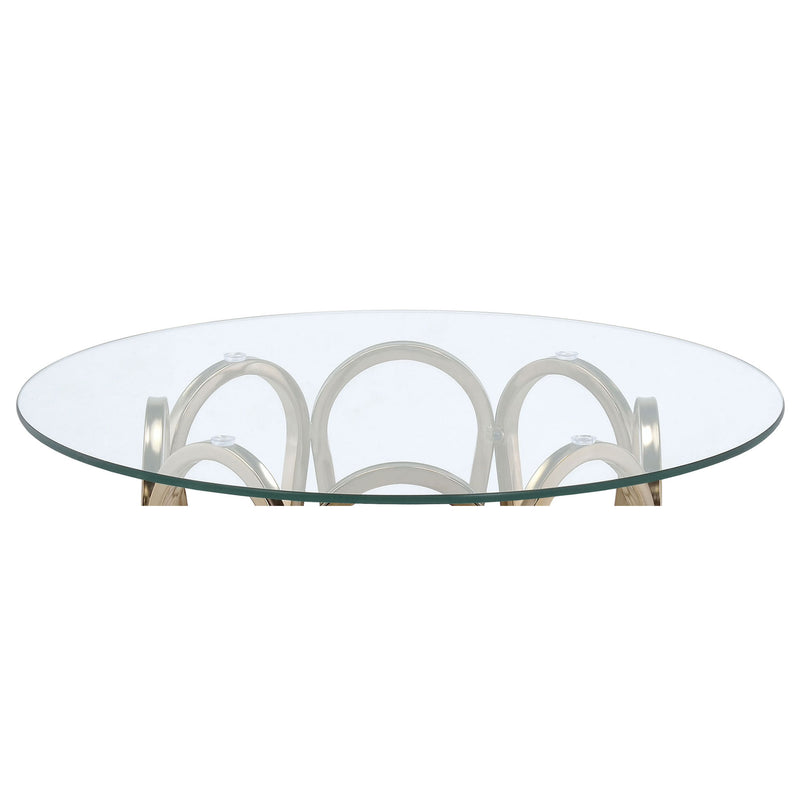Round Glass Top Table With Polished Metal Base