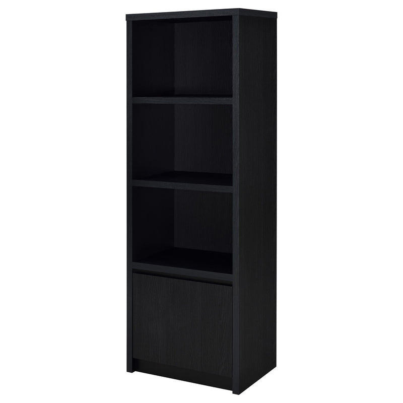Sloat - 3 Shelf Media Tower With Cabinet Storage - Black
