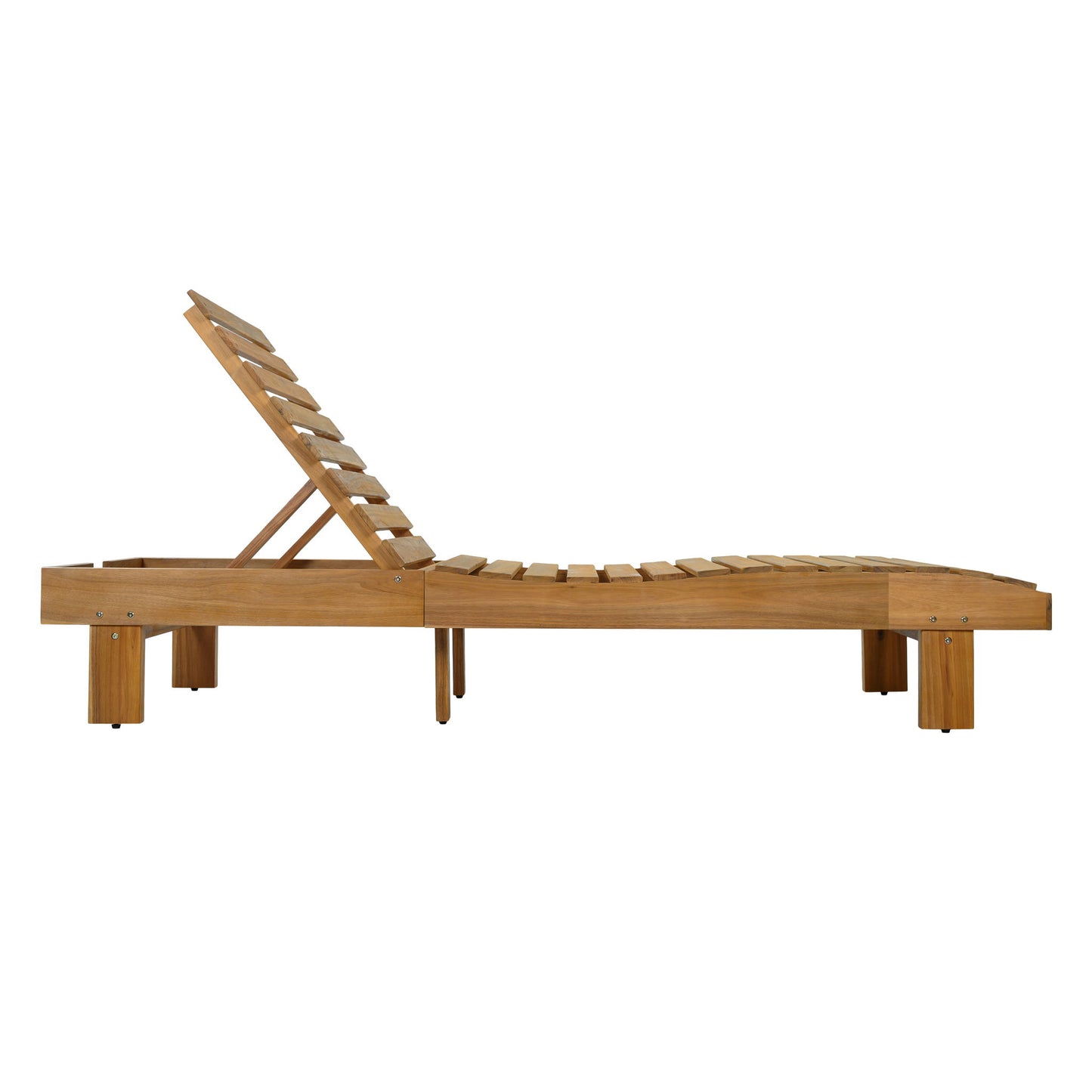 Chaise Lounge With Multi Fold Cushion, 3 Position Adjustable Backrest For Patio - Beige / Teak