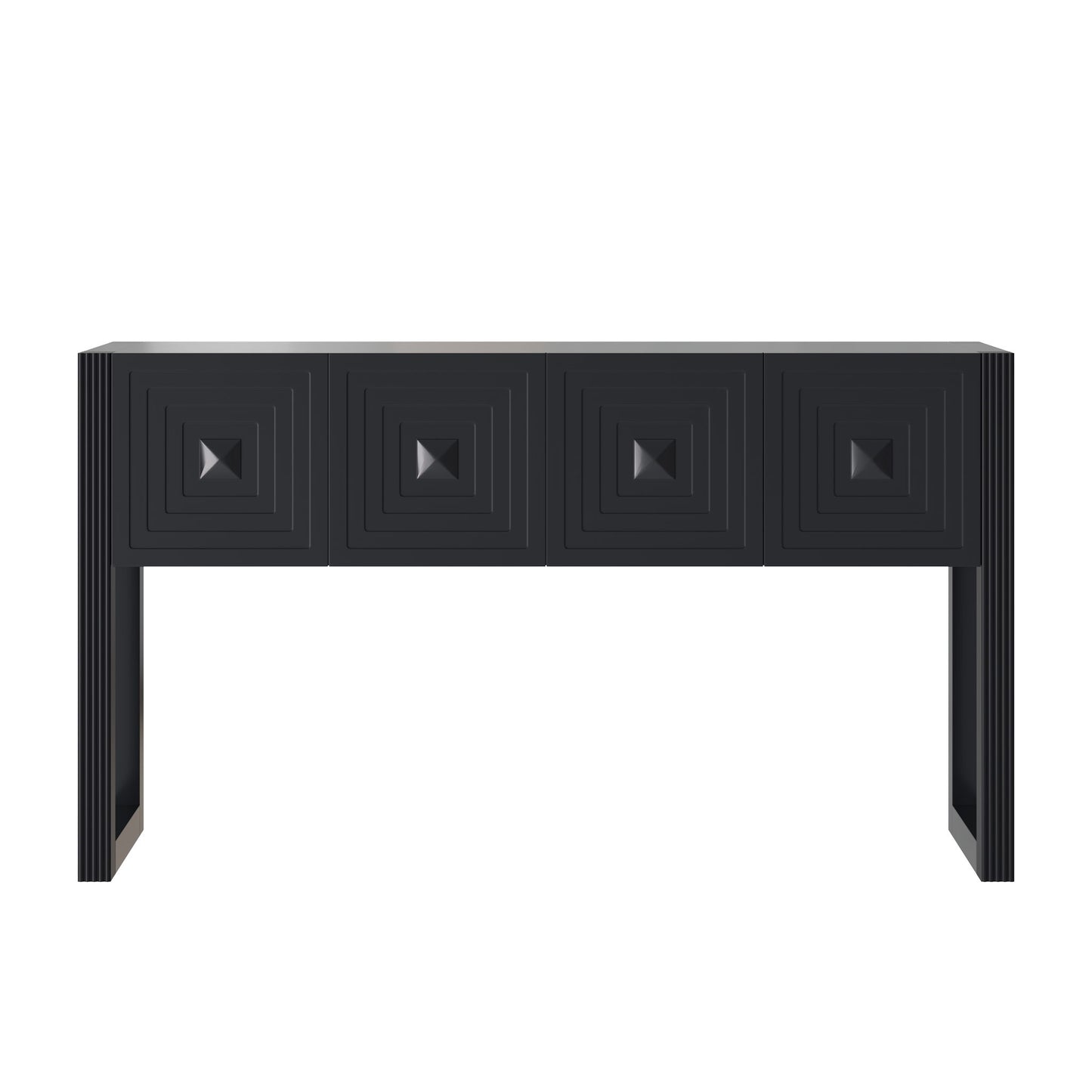 Geometric Carved Console Table With 3 Soft Close Drawers