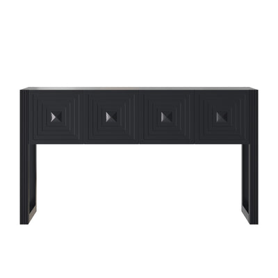 Geometric Carved Console Table With 3 Soft Close Drawers