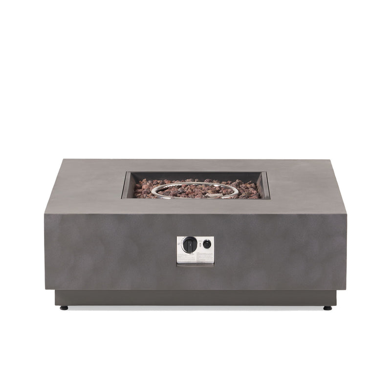 Modern Square Iron Fire Pit 50, 000 Btu - Stone Gray