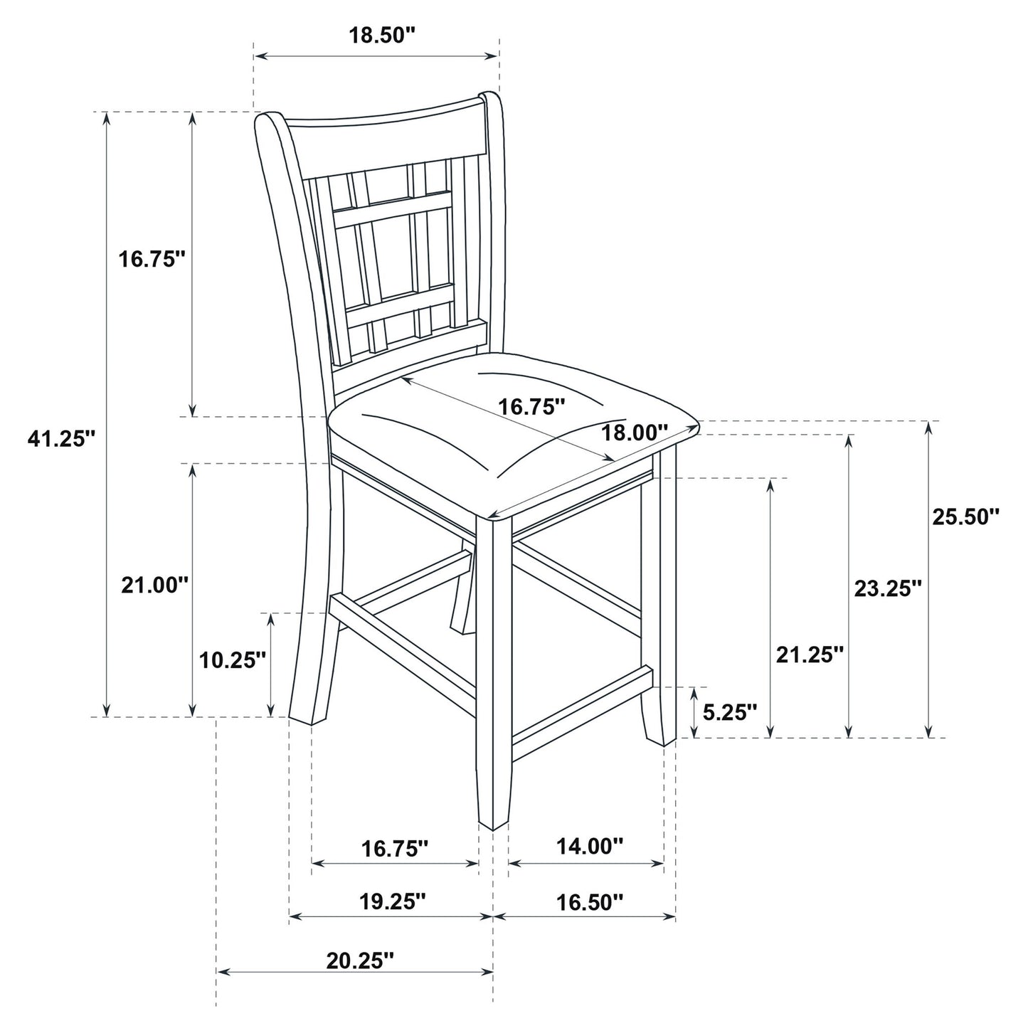 Lattice Back Counter Height Stools (Set of 2)