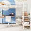 Loft Bed With Desk And Grid, Stylish Frame With Lateral Storage Ladder And Wardrobe