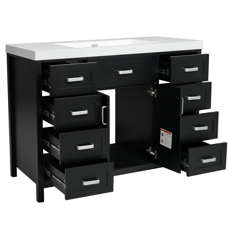 Bathroom Vanity With Sink, 2 Doors 8 Drawers, Soft Close System, Classic Design