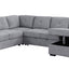 Nyhan - Upholstered Corner Sectional With Pull Out Loveseat And Storaged Chaise - Light Gray