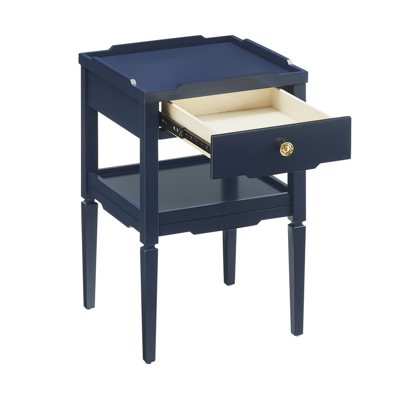 Foley - 1 Drawer Nightstand With Pull - Dark Blue