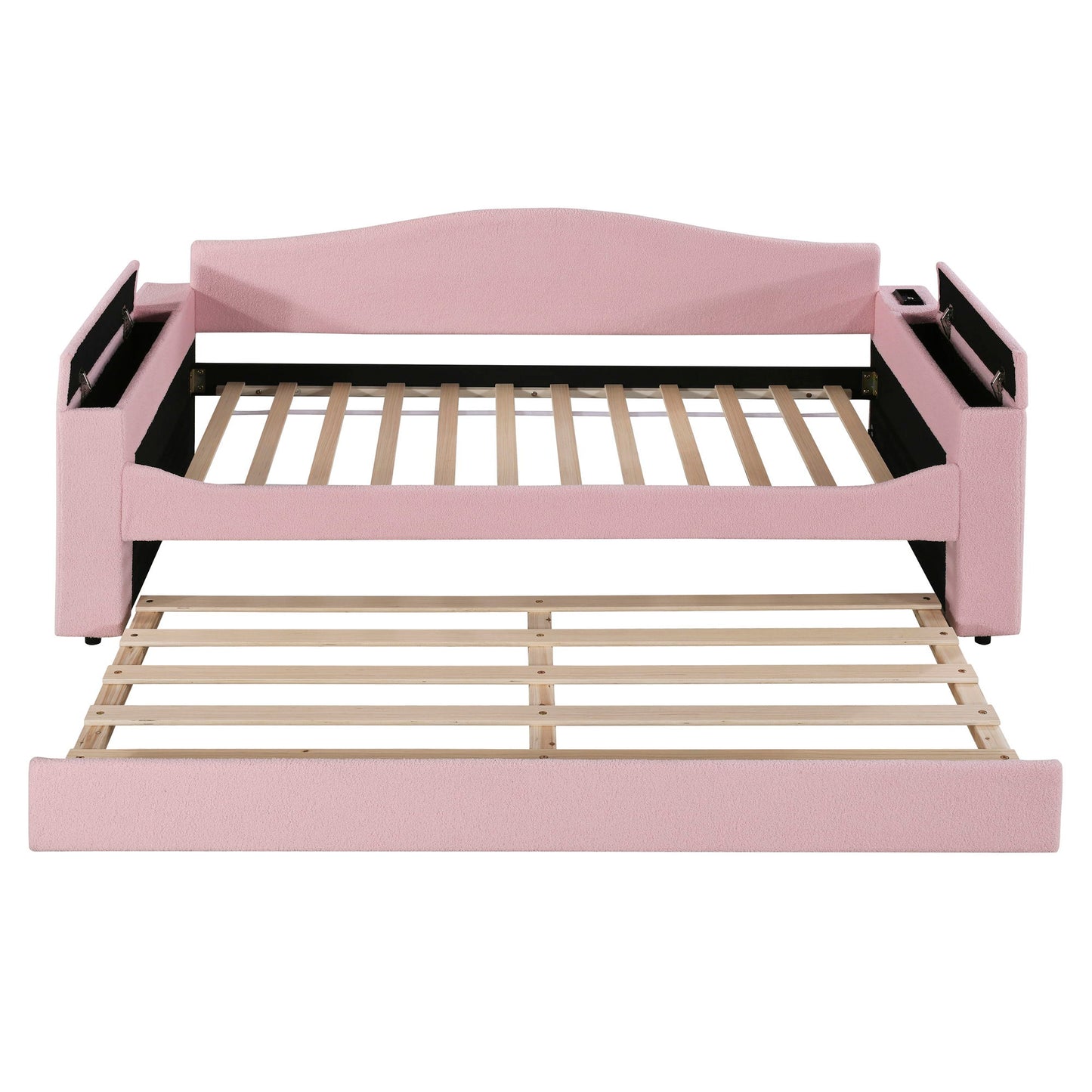 Upholstered Daybed With Storage Armrests, Trundle And Latest Integrated tooth Audio System