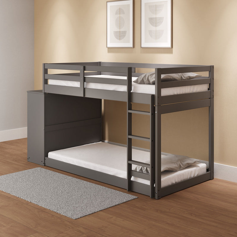 Gaston - Lit Litera Twin Sobre Twin Con 4 Cajones y 3 Compartimentos - Gris