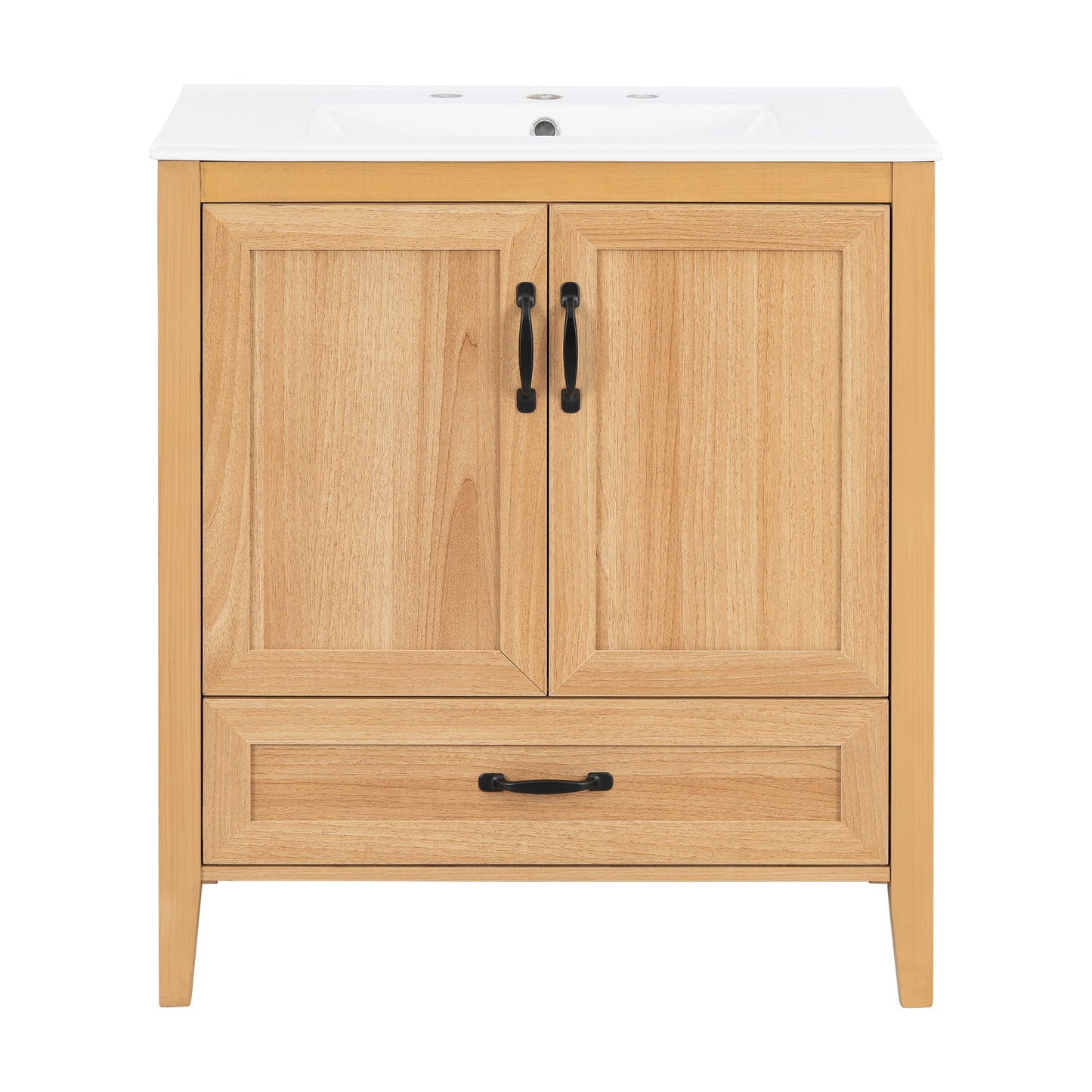 Elegant Fluted Bathroom Vanity With Sink, Soft Close Doors & Drawer