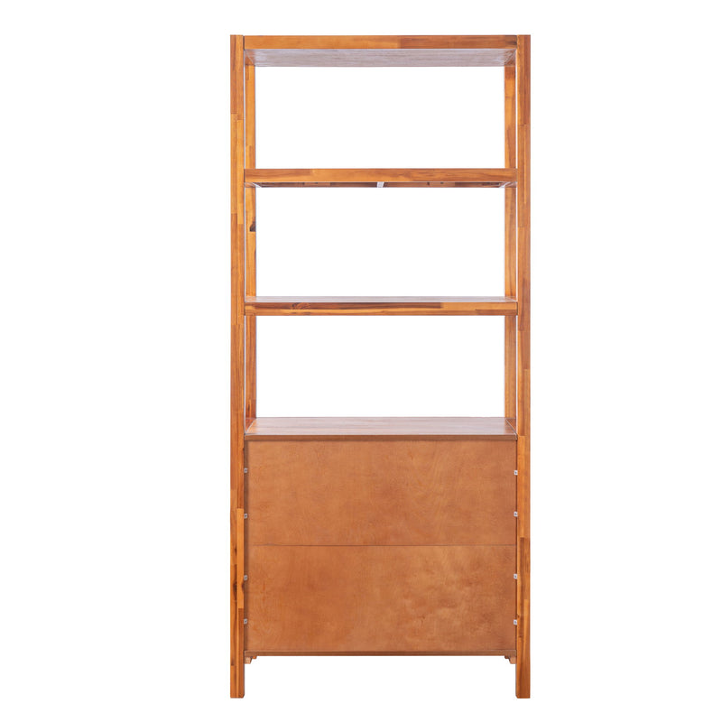 Modern Tall Storage Bookcase Cabinet With 2 Open Shelves & Double Doors