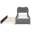 Upholstered Platform Bed With Wood Supporting Feet And Trundle