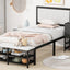 Platform Bed With 2 Tier Storage Shelves, Storage Cabinet
