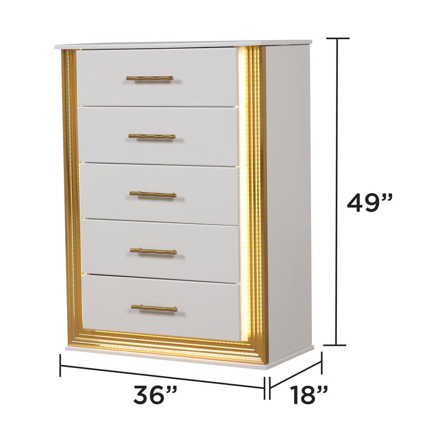 Obsession - 5 Drawer LED Chest - White