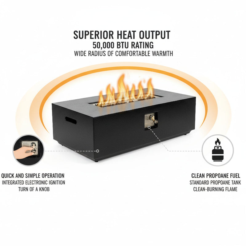 Mesa fogatero de propano/gas natural, 50,000 BTU - Carbón