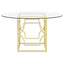 Krista - Round Glass Top Dining Table - Gold